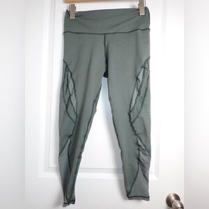 Aerie Chill Play Move Green Leggings with Mesh Detailing size L
